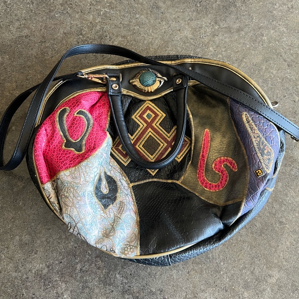1980’s Hair Band Heavy Metal Art Deco Huge Crossbody HoBo Tote Purse Bag Spy